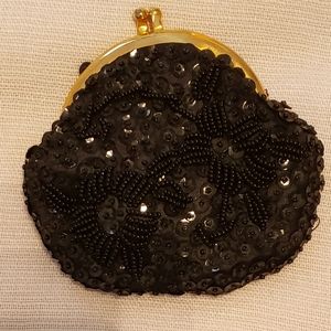 Vintage Beaded black evening mini purse